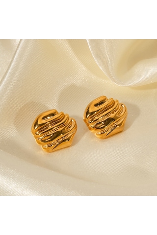 İns İnternet Ünlü Şık Takı Titanyum Çelik Çekiç Deseni 18 Ayar Altın Paslanmaz Çelik Kaya Dokusu Küpeler Şık Küpeler Diğer