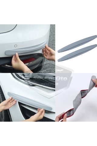 5d Esnek Tampon Koruma Bandı Tampon Koruyucu Şerit Yumuşak Bant 2 Li Paket Gri Karbon 00 Şüscaroto Aksesuar