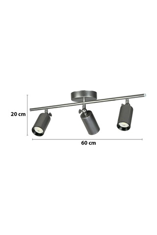 Spoty 3'lü Gri Renkli Beyaz Işık Modern Tasarım Salon - Mutfak - Banyo Spot Sıralı Avize