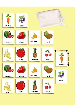 Meyve Zeka Kartları Eşleştirme Oyunu Ahşap Hafıza Kartı Oyunu Eğitici Puzzle Oyunları