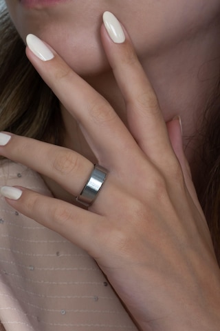 8 Mm Köşeli Düz Model Unisex Kadın Erkek Çelik Alyans Yüzük Cl31 Beyaz