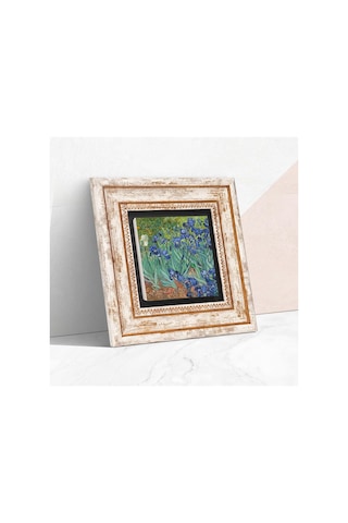 Lexroo Van Gogh İrisler Taş Duvar Tablosu - Çerçeveli Taş Tablo - Dekoratif Duvar Sanatı