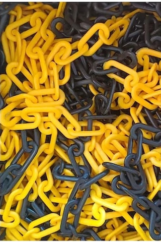 6 Mm Plastik Zincir 5 Metre Sarı-Siyah Şeritli Mfk