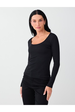 Jimmy Key Siyah Dar Kesim U Yaka Örme Bluz 6ww038301900