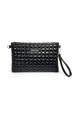 Sanmorris Kadın Suni Deri Ayarlanabilir Çapraz Ve El Askılı Portföy, Clutch Çanta S-1424 Siyah - Siyah