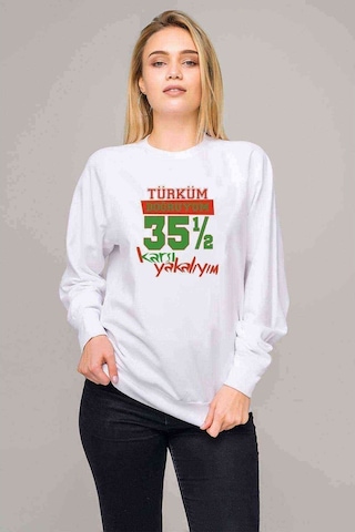Türküm Doğruyum Karşıyakalıyım Izmir 35,5 Baskılı Beyaz Kadın Sw