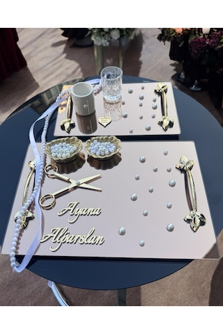 Tycho İncili Söz Nişan Yüzük Tepsisi İncili Kurdale Hediye Gold