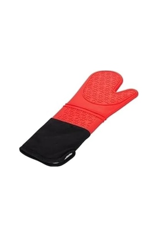 Kırmızı Silikon Yanmaz Mutfak Eldiveni - Isı Yalıtımlı 35 Cm 3 Lü Eldiven