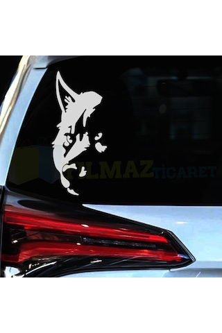 Türk Bozkurt Kurt Silüeti Cam Oto Sticker Etiket Yapıştırma