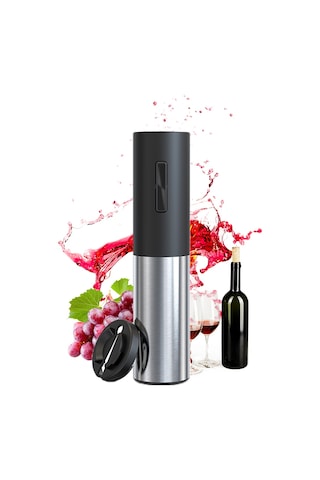 Konesam Siyah Otomatik Şarap Açıcı Seti - Yüksek Yoğunluklu Dişli, Type-c Şarjlı, Zımpara Aracı Ve Kılavuz Dahil Siyah