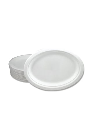 Roll-up Nature Ekolojik Karton Kağıt Tek Kullanımlık Oval Tabak - 20x26 Cm. - 50 Adetlik 1 Paket