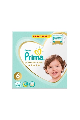 Prima Bebek Bezi Premium Care 6 Beden 13 + KG Fırsat Paketi 62 Adet Prima Bebek Bezi Premium Care 6 Beden 13 + KG Fırsat Paketi 62 Adet
