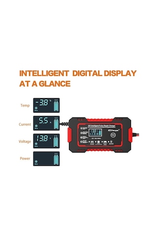 Ganzhoushop Tamir Şarj Şarj Motosiklet Kurşun-asit Evrensel Cihazı Cihazı Araba Akü Akıllı 12v6a Ph