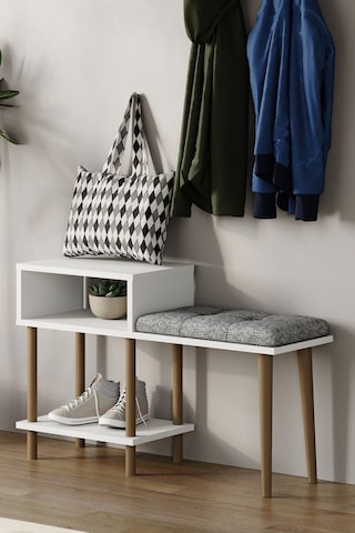 Puflu Ayakkabılık Raflı Ayakkabılık Iki Raflı Ayakkabılık-beyaz Beyaz