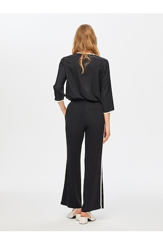 Faik Sönmez Wide Leg Fit Renk Bloklu Pantolon S26pnt020 Us26pnt02010 Siyah