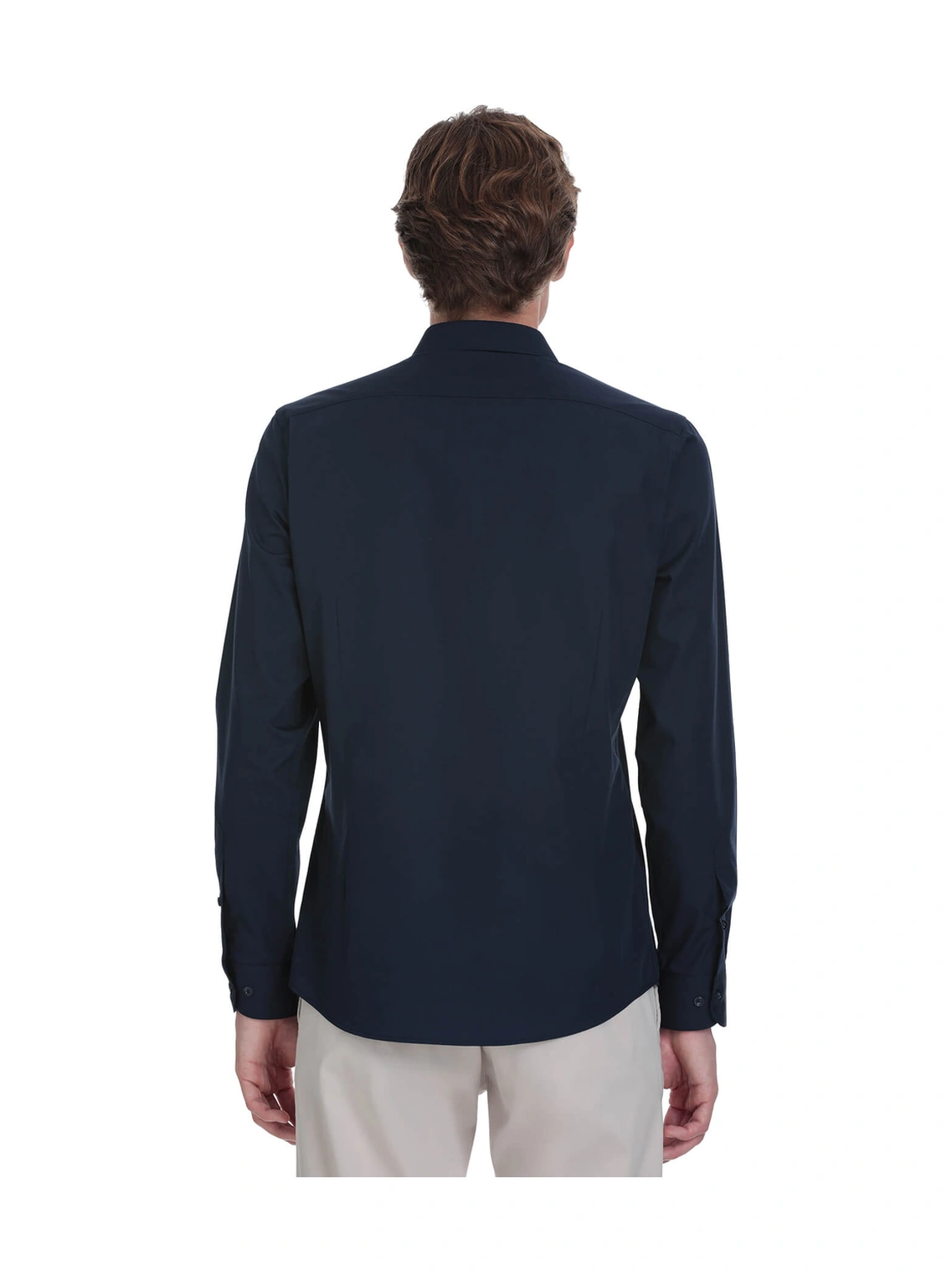 Hatemoğlu Lacivert Slim Fit Slim Yaka Pamuklu Uzun Kollu Gömlek 4112002