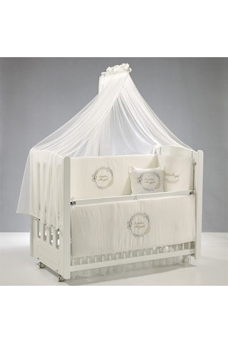 Meltem Kids Angel Nakışlı Pamuklu Bebek Uyku Seti 60 x 120 CM Ekru