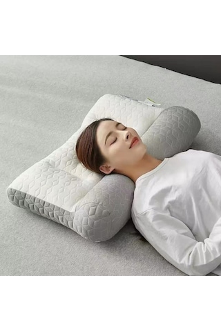 Mufunye Erkekler İçin Lateks Boyun T牵引 Yastık - Evde Kullanıma Uygun, Uyku Kalitesini Artırır, 40x70cm Düşük Yastık Gri