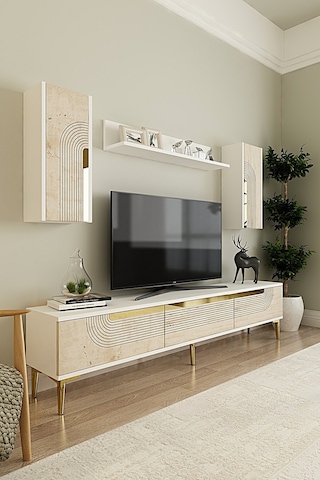 Tvr1803btg - Meyra Tvr180 Ünitesi Takım Beyaz-traverten-gold 180cm Beyaz-traverten-gold