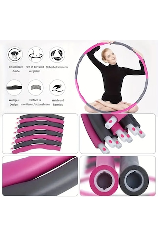 8 Parçalı Ayarlanabilir Ağırlıklı Hula Hoop 1 Kg, 72/85/95 Cm W