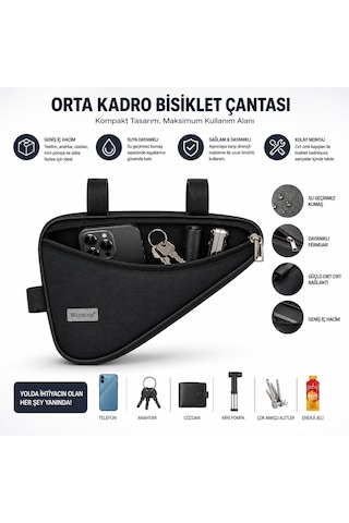 Microcase Bisiklet Elektrikli Bisiklet Orta Kadro Arası Üçgen Çanta Al5621 Siyah