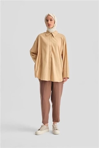 Armine Düğmeli Modal Pantolon 24k2621 Acı Kahve Kahverengi