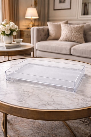 Makri Home Şeffaf Sert Plastik Servis & Nişan Tepsisi Şeffaf