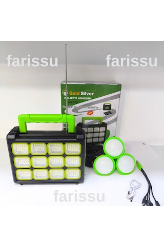 Gold Silver Gs-908 200w Güneş Enerjili Şarjlı Fener - Bluetooth, Usb, Radyo Ve Mp3 Özellikli