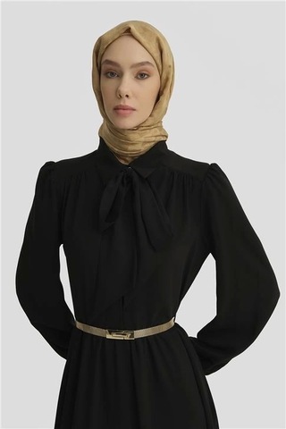 Armine Seyyar Yaka Kurdeleli Elise 25y9016 Siyah Siyah