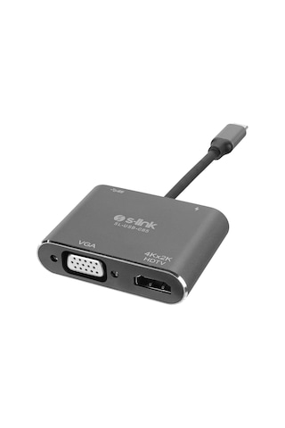 S-link Sl-usb-c85 4 İn 1 Type C To, Pd+hdmı+vga+usb3.0 Çevirici H