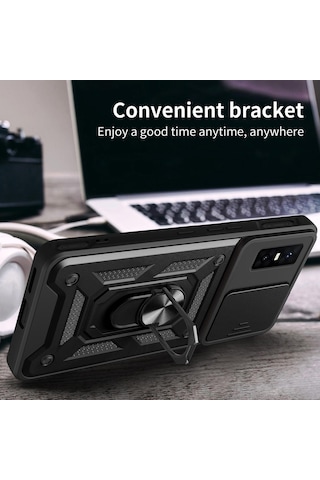 Caseonn Infinix Gt 30 Pro Kılıf Sürgülü Kamera Korumalı Yüzüklü Mıknatıslı Tank Kapak Lacivert