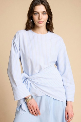 Defacto Regular Fıt Poplin Uzun Kollu Tunik H1876ax26smbe745 Mavi-be745