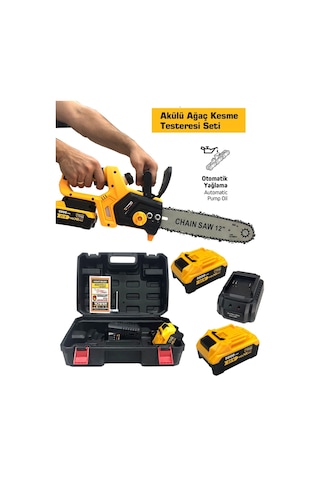 Germany Style 8007VFX Çift Akülü Otomatik Yağlamalı Dal Budama Makinesi Odun Ağaç Kesme Testeresi