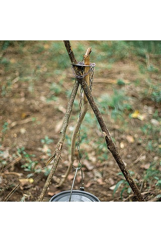 Leezsing Dışarıda Kamp Çadırında Kullanıma Uygun Taşınabilir Mangal Ateşi Ocak Tripodu Kanca Zincirli Ürün Gri