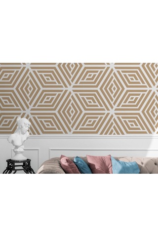 Pastel Renkli Geometrik Desenli Duvar Kağıdı-5784 Çok Renkli