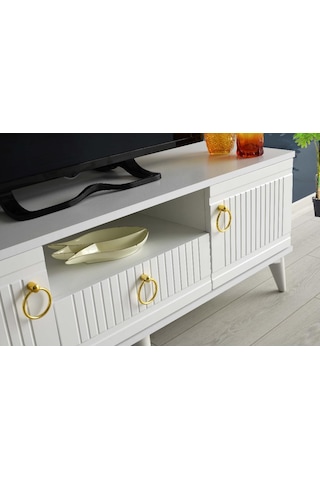 110 CM MDF MEBRAN KAPAK TV SEHPASI BEYAZ