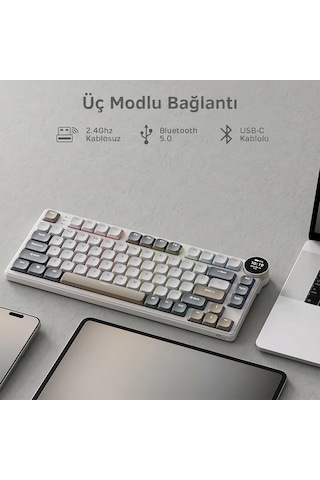 Royal Kludge Rk N80 Ekranlı Tri-mode %75 Mekanik Oyuncu Klavyesi