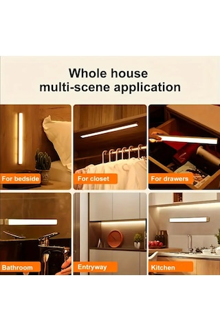 50 Cm Sarı Gün Işığı Hareket Sensörlü Dolap İçi Çalışma Masası Mutfak Tezgah Altı Usb Led Işık Çok Renkli