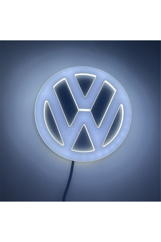 Geeksen 4d Led Işıklı Araba Amblem Işıkları Vw Volkswagen Beyaz 11cm 4d Araba Logosu Işığı
