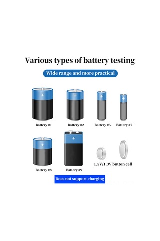 Qingmipy Siyah Pil Testeri, 1.5v Ve 9v Pil D, C, 5, 7, N, Lr44 Voltaj Ölçer, Lcd Ekranlı Hızlı Tanı Cihazı