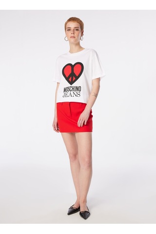 Moschino Jeans Beyaz Kadın Baskılı T-shirt 241k1j0710
