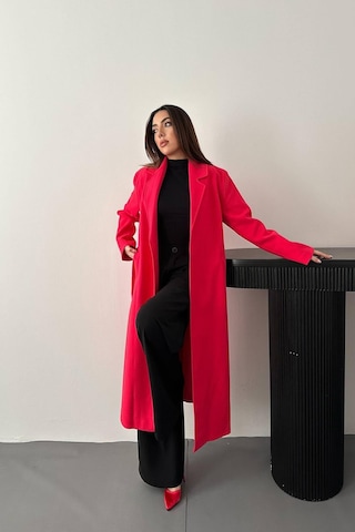 Alemdarshop Fuşya Kuşaklı Midi Kaban