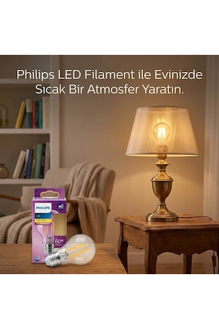 Philips Led Filament Rustik Ampul 7w E27 Gold - 806 Lümen, Cam Gövde, Kod 777579 00- 4'li Paket Diğer