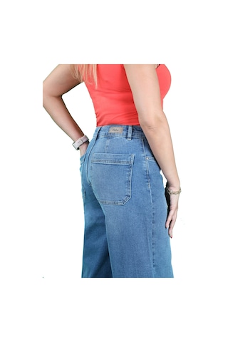 Orta Mavi Geniş Paça Jeans Orta Mavi