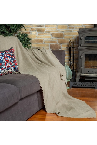 Jakarlı Şönil Koltuk Örtüsü Çekyat Örtüsü Koltuk Şalı 175x300 Kaymaz Camel Camel