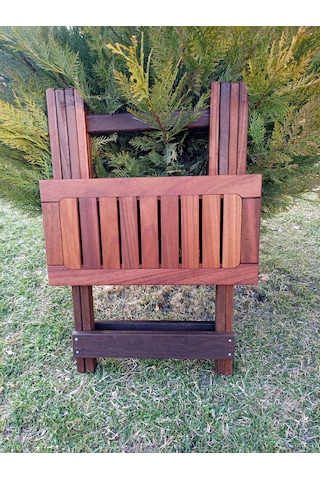 Ahşap İroko Katlanabilir 50x50 Bahçe Ve Balkon Masası Ceviz