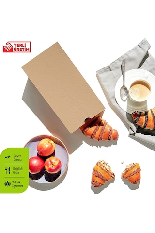 100 Adet 12x20 Kraft Şamua Kese Kağıdı Poğaça Tost Sandviç Kahvaltı Poşeti 100'lü Kese Kağıdı