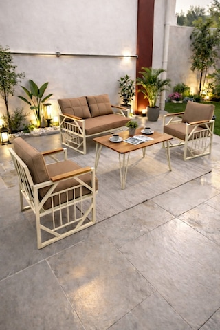 Violet Cappuccino 2+1+1 Masalı Kahverengi Minderli Metal Balkon Bahçe Oturma Grubu