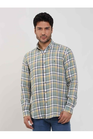 Dufy Yeşil Erkek Slim Fit Çiçek Desenli Klasik Yaka Uzun Kol Gömlek - 104885-yeşil Yeşil