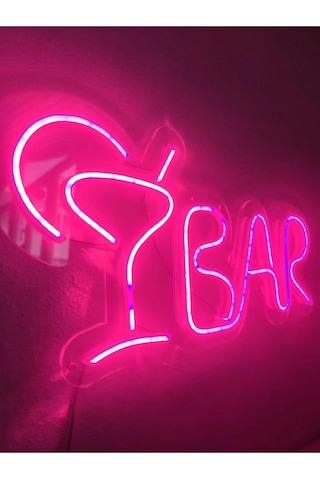 Dekoraven Bar Neon Tabela Neon Yazı Led Dekoratif Duvar Aydınlatması Neon Duvar Dekorasyonu, Barpiraven1